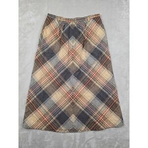 Vintage Century Boston Plaid Skirt Women Size 12 Brown Wool Blend Union Made USA